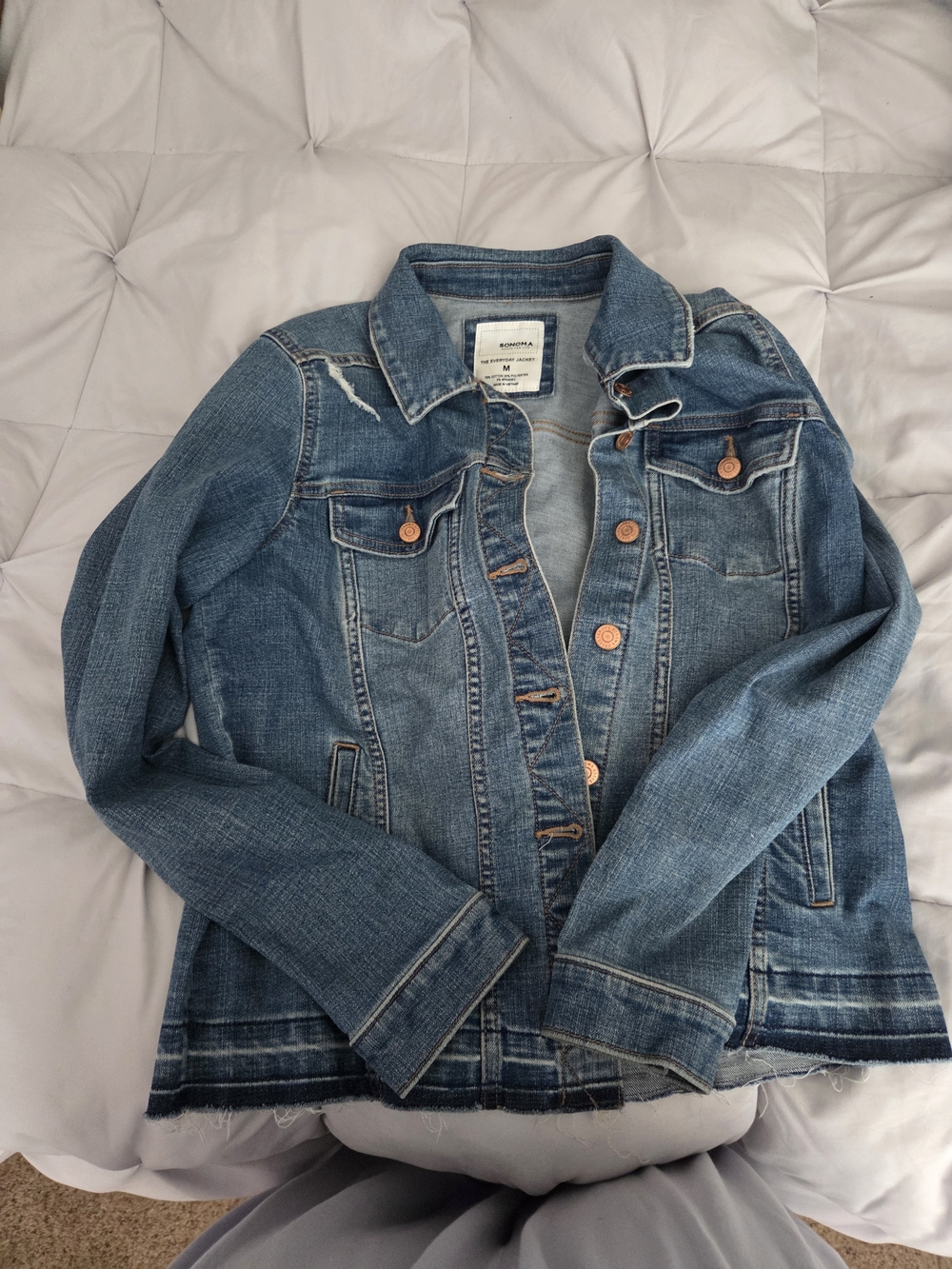 Sonoma Medium Blue Denim Jean Jacket with Copper Buttons - Picture 1 of 3